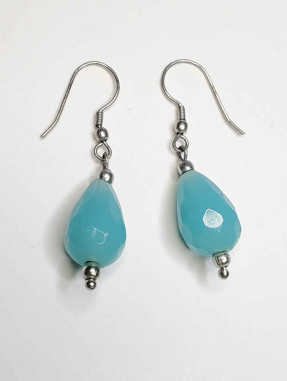 Vtg. Handmade Chalcedony Earrings